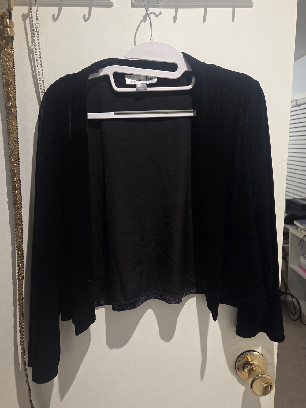 Harper Rose Black Velvet Open Cardigan